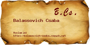 Balassovich Csaba névjegykártya
